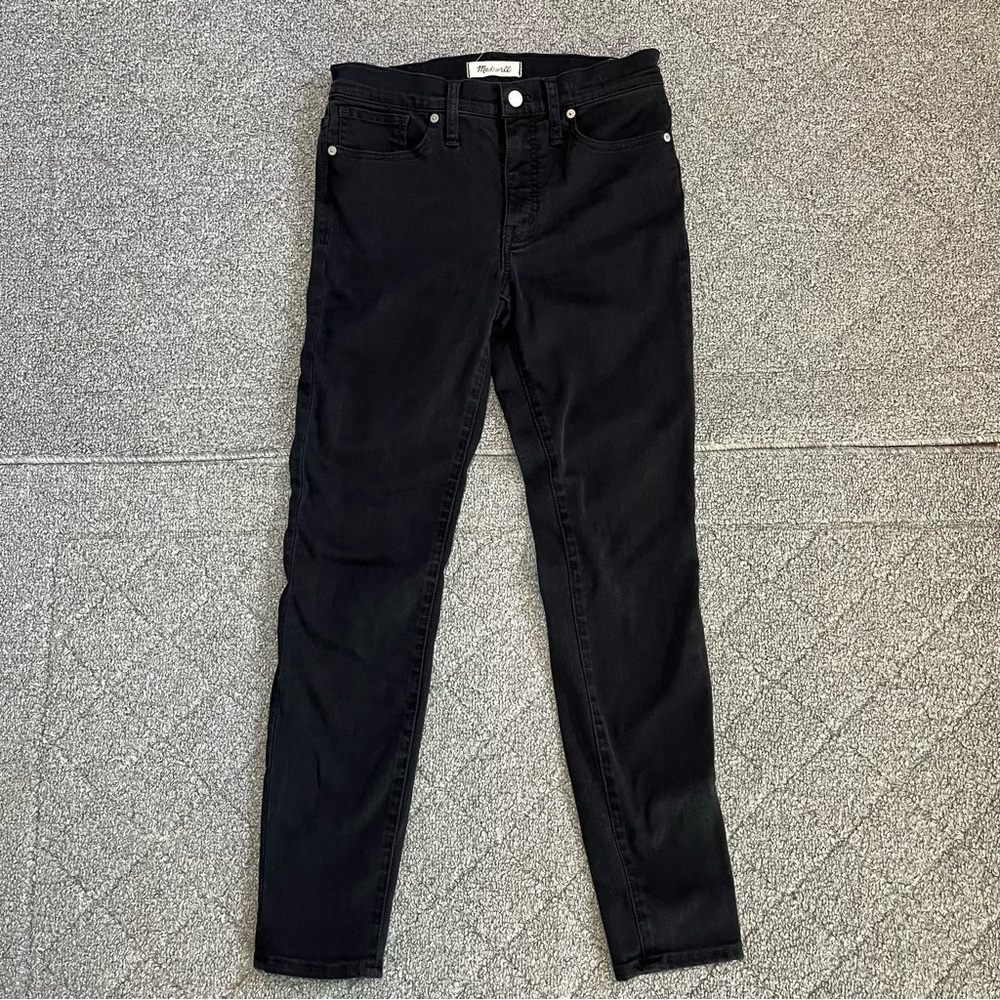 Madewell Jeans Womens Size 27 Black 9” High Rise Skinny Denim Stretch Mid Rise